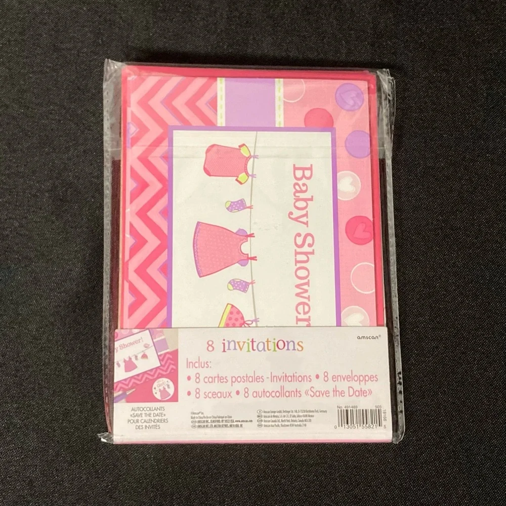 8 Pink Baby Girl Baby Shower Invitations And Envelopes